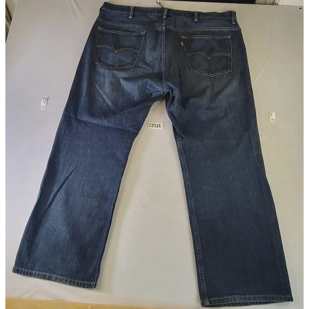 Levis Mens Straight Leg Dark Wash Denim Jeans Indigo Blue 38x31